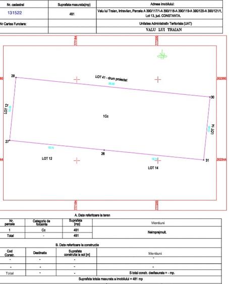 Teren intravilan construibil 464mp Valu lui Traian PUZ APROBAT