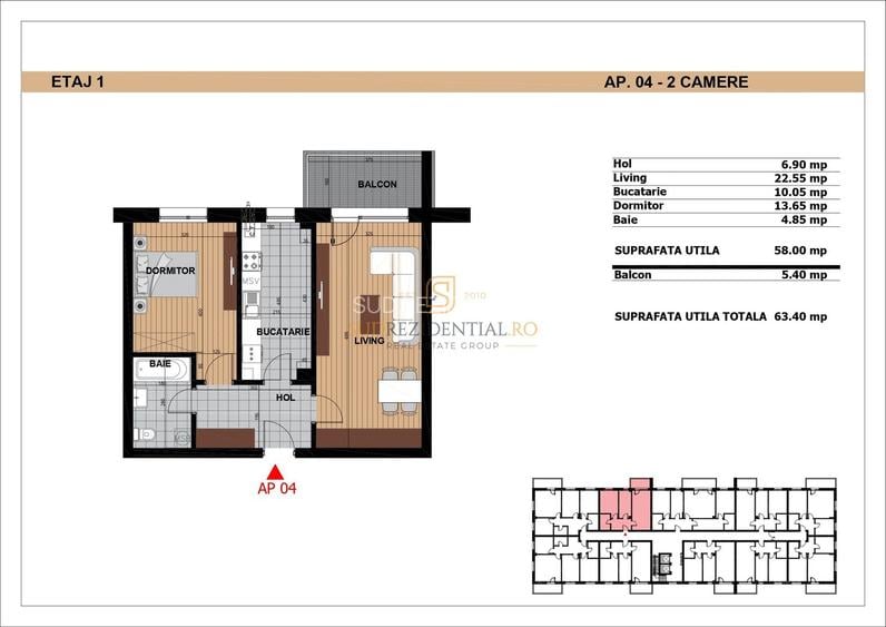 Apartament 2 camere,63.4 mp, incalzire in pardoseala, metrou Aparatori - 1