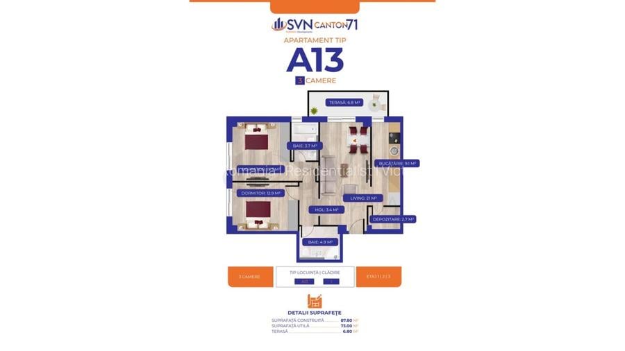 REA1026526 Apartament 3 camere I Comision 0 I Aviatiei - 11