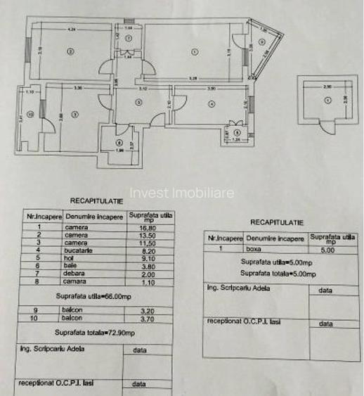 Centru- apartament 3 camere  - 5