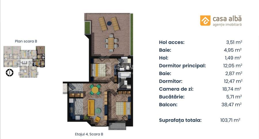 PROIECT NOU | apartament 3 camere LA CHEIE | Pacurari - Alpha Bank - 8