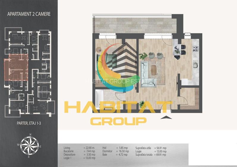 Pallady 2 camere decomandat 70 mp la 8 minute metrou N.Teclu - 2