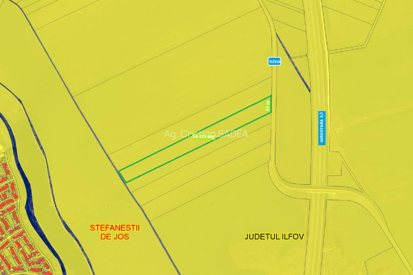 Teren vânzare – 24.415 mp, Ștefăneștii de Jos – Zona locuinte - 2