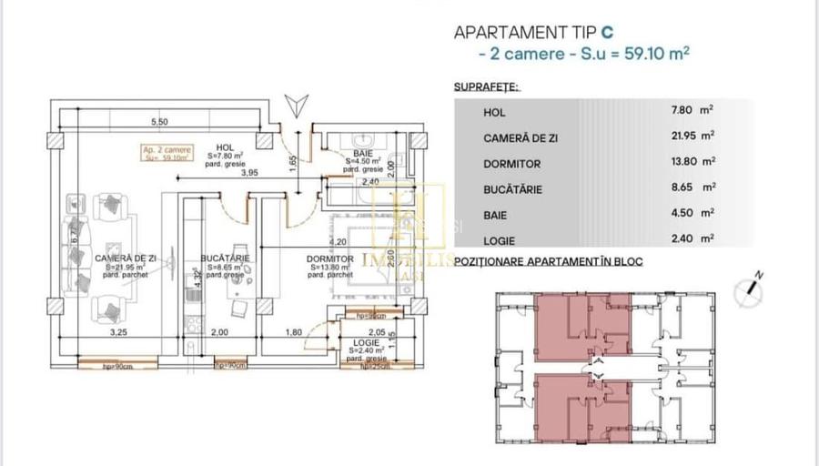Intabulat 2 cam.Dec.,59mp-108000euro cu TVA+loc parcare-.V. Lupului - 7