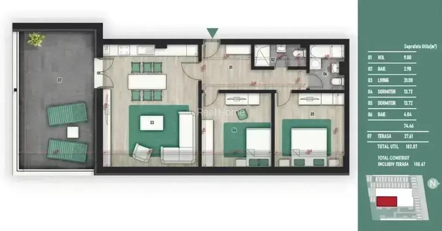 3 camere | 9min metrou | posibilitate parcare | terasa | mutare rapida - 4