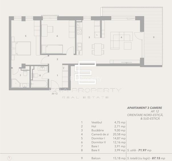 Apartament 3 camere –intabulat -terasa 15 mp – Bloc cu lift și boxă – Sibiu - 1