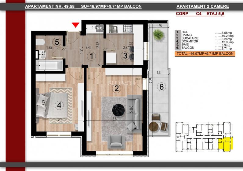 Metrou Berceni Biruintei 2 camere decomandat. - 2