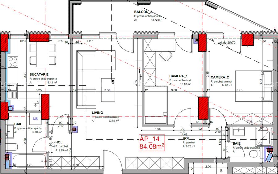 Ap. de 3 camere la dezvoltator - Central - București 41 - 3