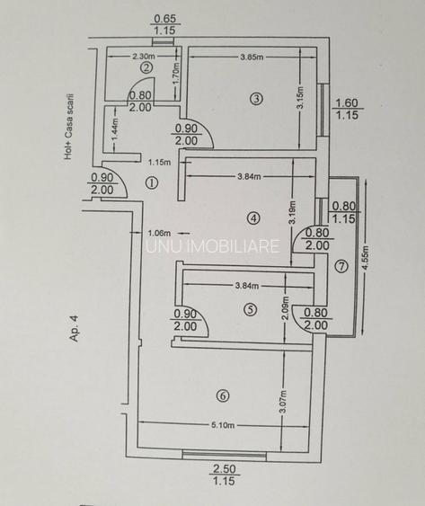 3 Camere D. 66mp Etajul 1/3 - Rediu - Mobilat - Loc de parcare - Bloc NOU - 5
