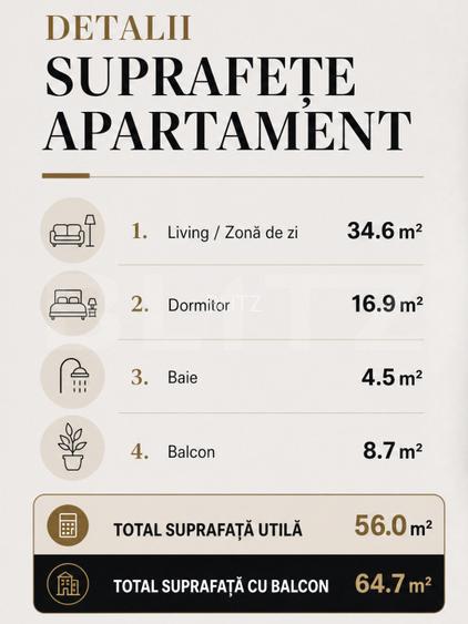 Apartament nou cu C.F., 2 camere, 56 mp utili, terasă, Mărăști - 2