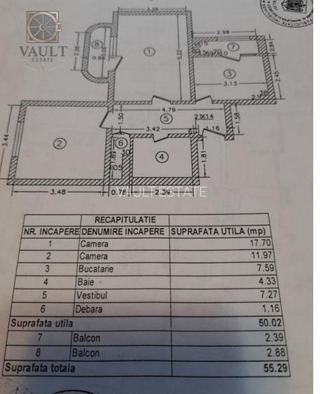 2 camere decomandat - 55 mp - 2 balcoane - Pantelimon - 1