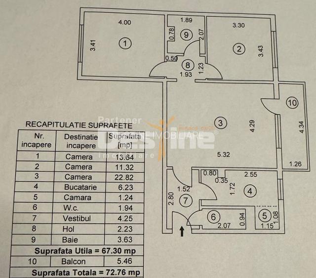 APARTAMENT 3 CAMERE | COMPLET RENOVAT ȘI MOBILAT | 73 MP | BD. 1 MAI | ETAJ 8/10 - 15