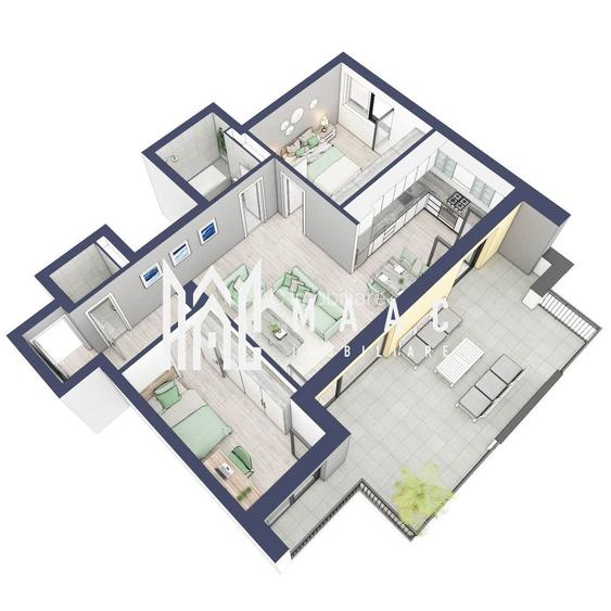 Apartament 3 camere | Balcon 27.3 mp | Etaj 3 | Turnisor - 2