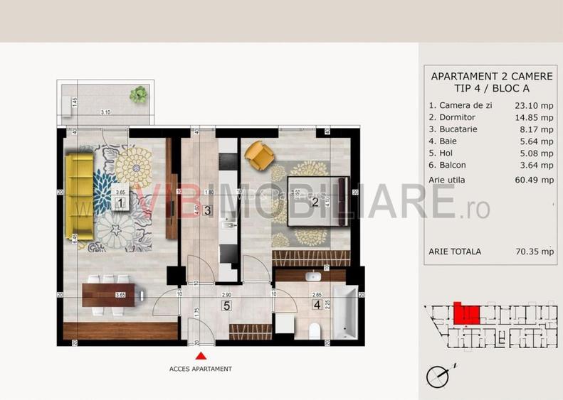 Baneasa - Sisesti, apartament 2 camere in bloc, decomandat - 12
