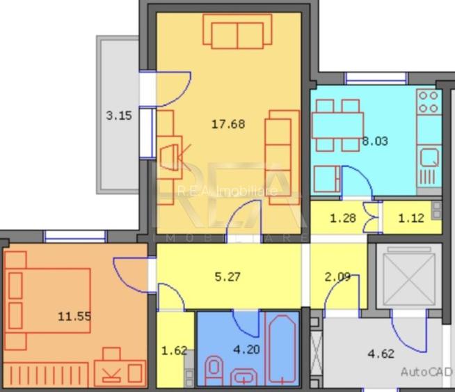 2 camere, 3/8, 56mp, bloc 1980- Lujerului - 3