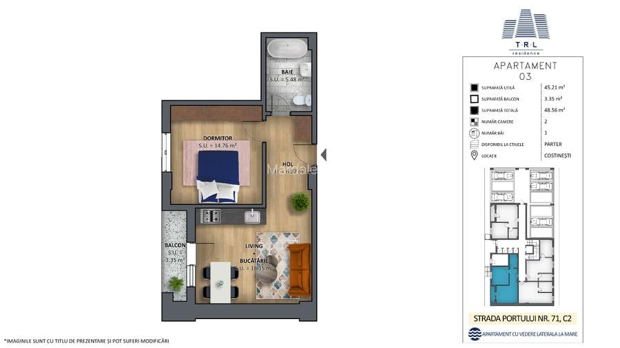 Apartamente/garsoniere de vanzare, prima linie la mare, Costinesti-Epava - 16