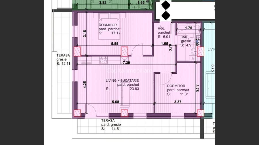 Apartament cu 3 camere, bloc nou, 2 terase Baia Mare Comision 0 - 2