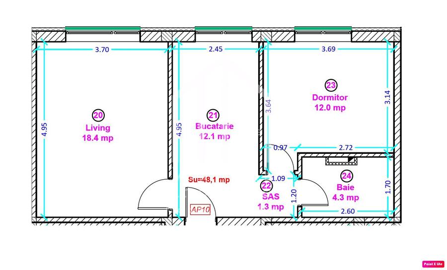 Apartament 2 camere + 48,1 mp + gradina de 34 mp - Shopping City Sibiu - 3