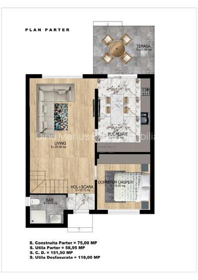 Vila individuala,p+1,Dormitor parter,5camere,teren320,tva inclus,încălzire pardo - 6