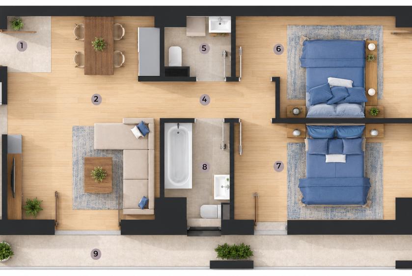 Apartament 3 Camere, 2 bai, bloc C2, Zona Tatarasi-Venetia