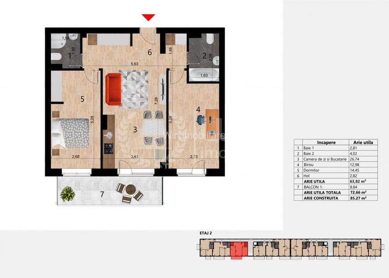Apartament cu 3 camere | 59.83mp | Bloc nou | Etaj 1 | Garaj | Zorilor - 5
