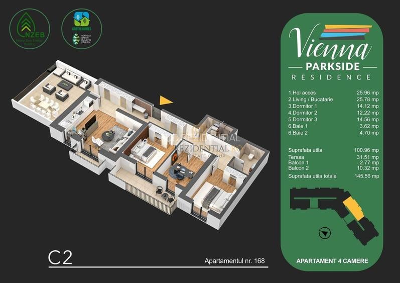 Apartament in zona excelenta, cu 4 camere, spatios, stradal, Sector 4 - 1
