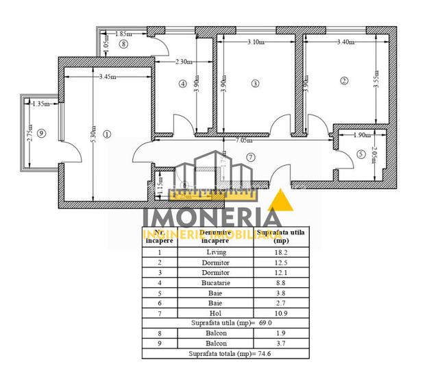 3 camere-decomandat-parcare-comision 0%-100 m Metrou M. Bravu - 5