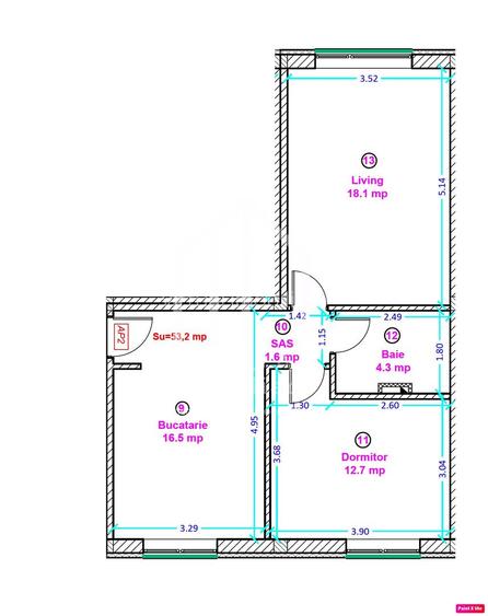 Apartament 2 camere + 53,2 mp + gradina de 12 mp - Shopping City Sibiu - 2