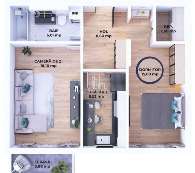 Apartament 2 camere, Bloc nou, mobilat/utilat+ parcare