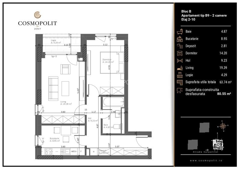 Apartament 2 camere Cosmopolit Zenit | Răcădău - Bloc B - 9