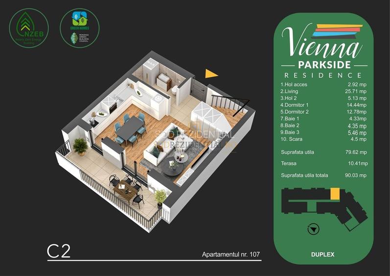 Apartament tip duplex, 3 camere, finisaje noi - Parc Tudor Arghezi, S4 - 1