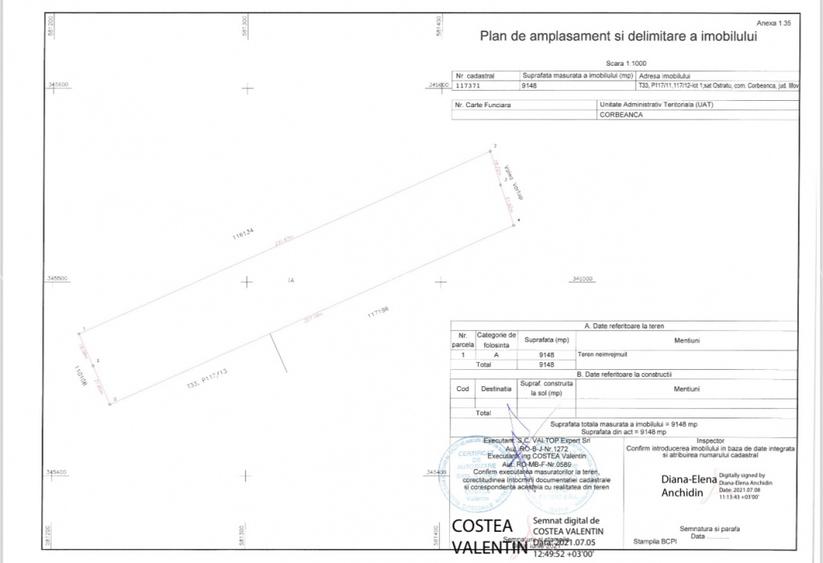 Com 0% | Teren intravilan LAC Corbenca 9148 mp | Dubla Deschidere | POT 70% - 2
