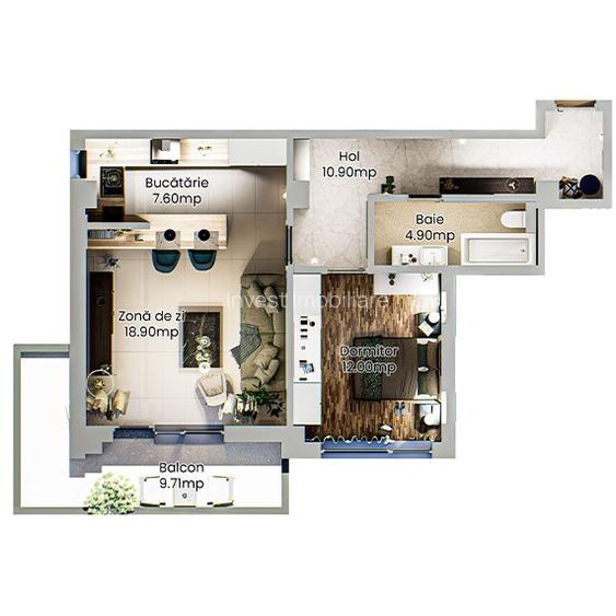 Apartament 2 camere - spatios intr-un complex rezidential nou din Podu Ros - 24