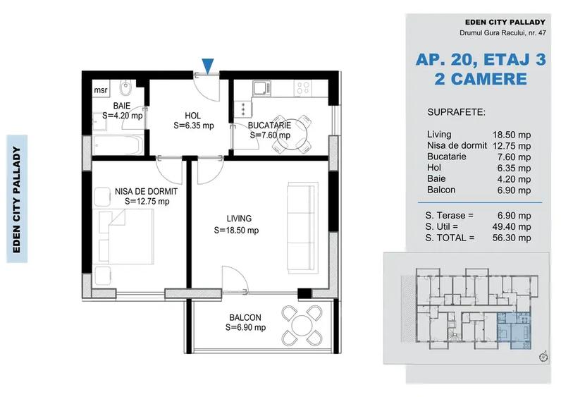 Apartament 2 camere decomandat bloc nou metrou Nicolae Teclu zona Pallady - 2