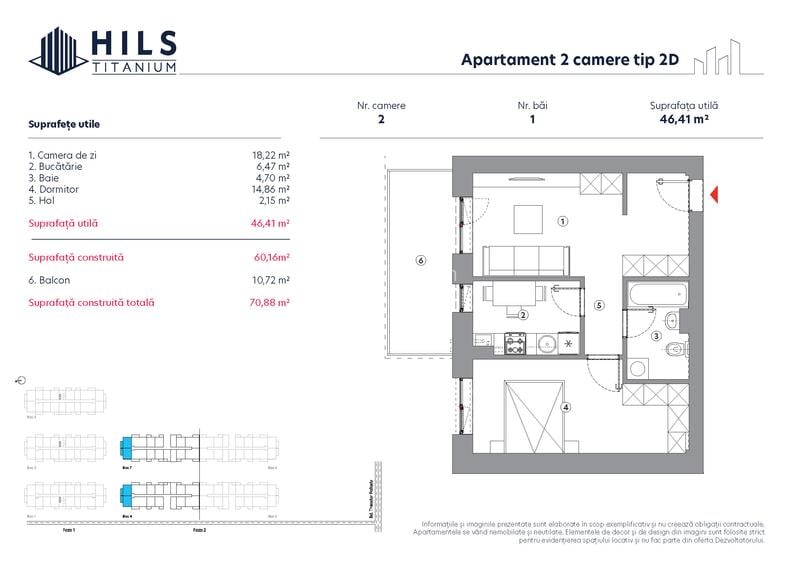 Apartament 2 camere  HILS Titanium faza 2 | Tip 2D | - 2