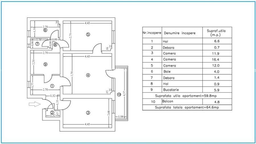 TRAIAN, APARTAMENT 3 CAMERE, BLOC REABILITAT - 3