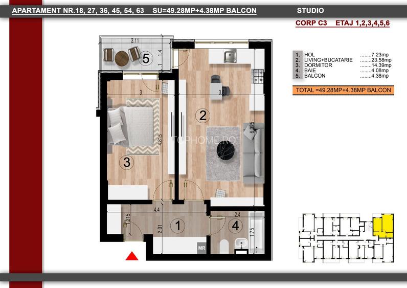 Apartament 2 camere tip studio, finisat - acte gata, metrou Berceni - 5