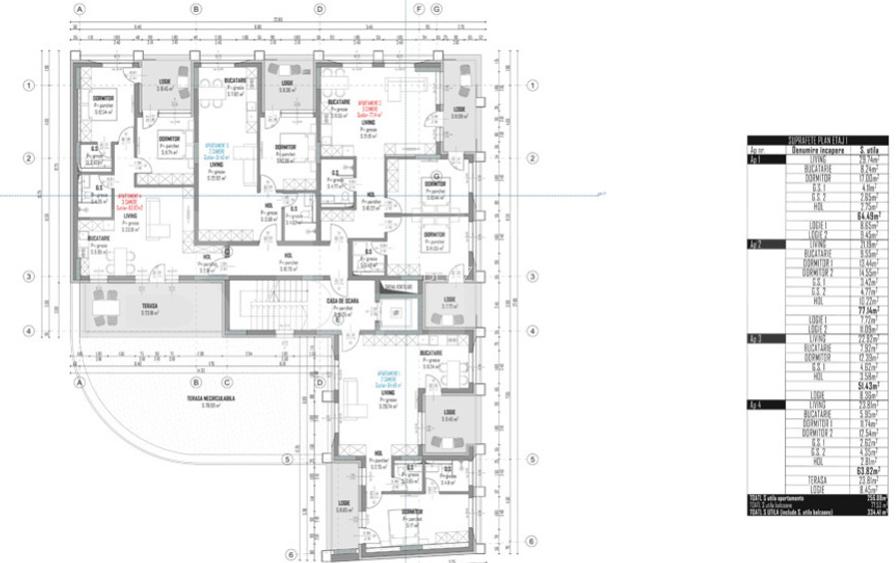Apartament cu 3 camere, 65 mp+ 20 terasa, Semifinisat, zona Intre Lacuri - 4