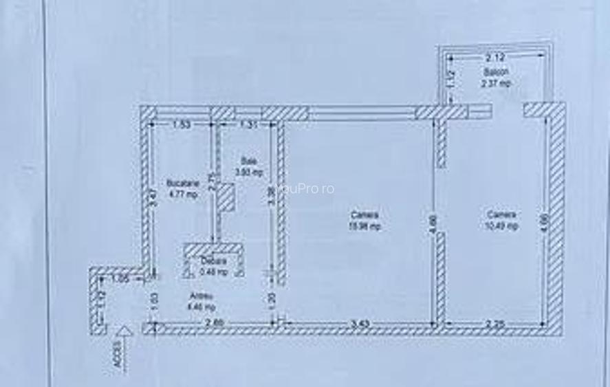 Apartament Sagului 2 camere  etaj 2 - 18