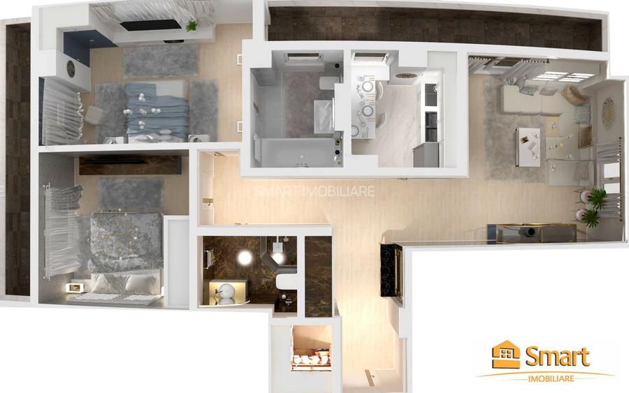 Ap 3 camere + parcare subterana 88mp , 2 bai , Bloc nou Intabulat - 14