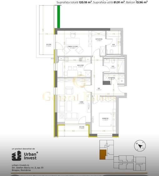 Apartament prima inchiriere | 3 camere, balcon panoramic - 14