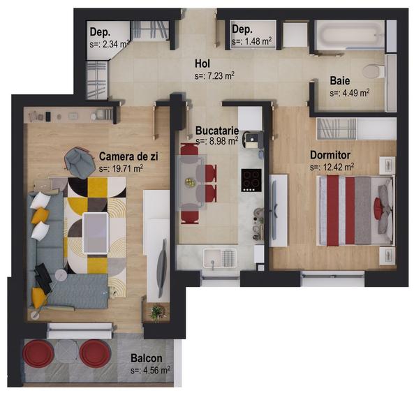 Apartament finalizat - 2 camere Victory V6