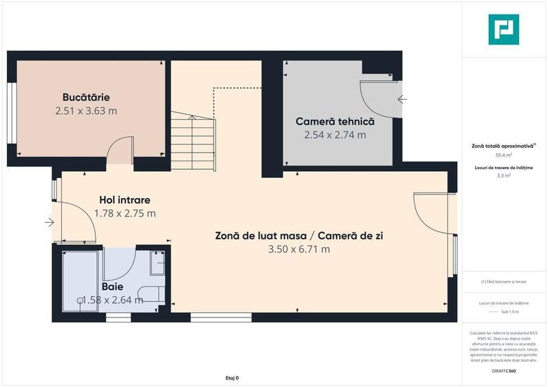 Duplex semi-finisat cu 3 camere, 3 băi în Pișchia