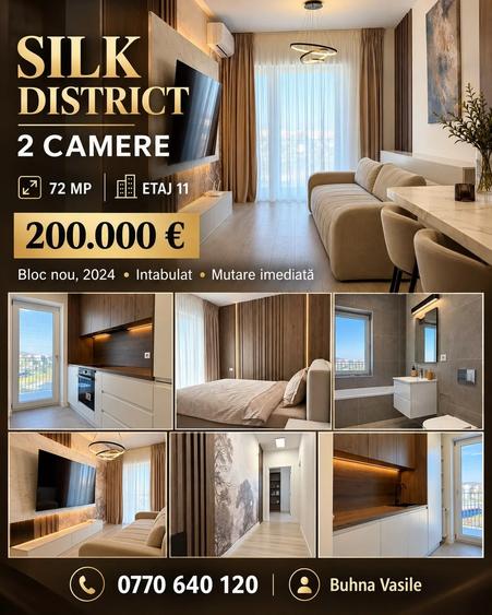 SILK DISTRICT | 2 CAMERE DECOMANDAT | 72 MP | ETAJ 11 | PARCARE INCLUSĂ | MUTARE IMEDIATA