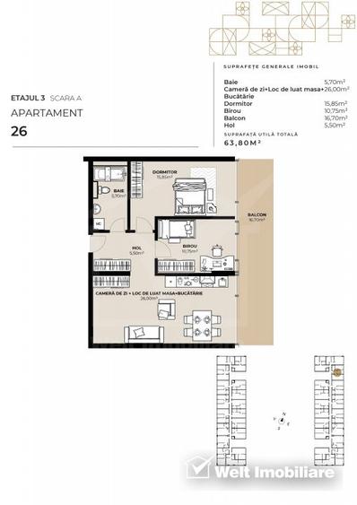 Apartament 3 camere, zona Garii, imobil de lux cu Mall la primele etaje !