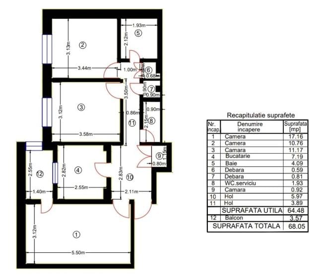 Tudor Vladimirescu-Gheorghe Letea-Apartament de 3camere -Decomandat