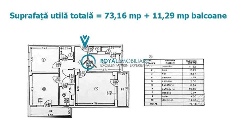 Royal Imobiliare - Vanzare apartament 3 camere zona Cantacuzino