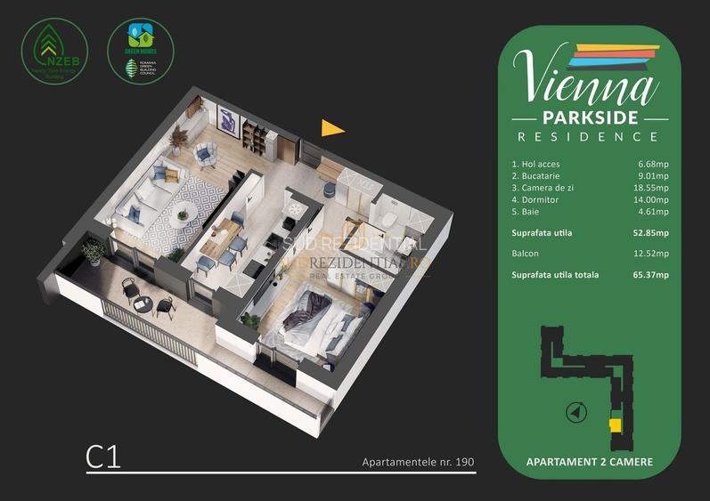 Apartament Berceni - 2 camere de vanzare, eficient energetic, Sector 4 - 1