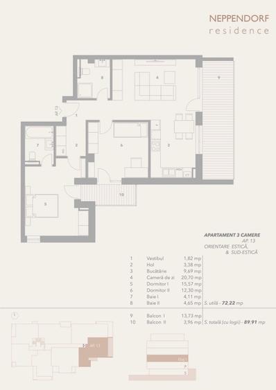 Apartament 3 camere, 2 băi, 2 balcoane | Parcare și boxă incluse |