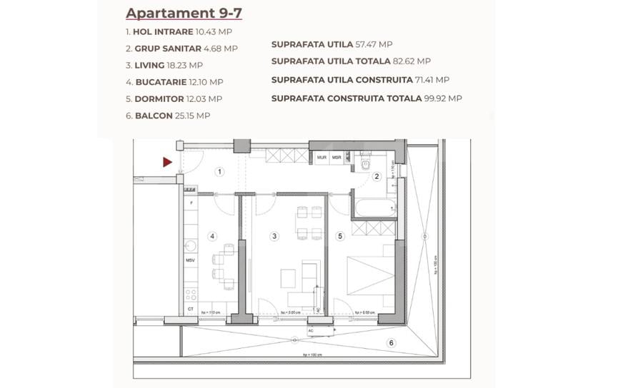 Apartament 2 camere, 82.62 mp, ansamblu 0% Comision Achiziție, Calea Severinului